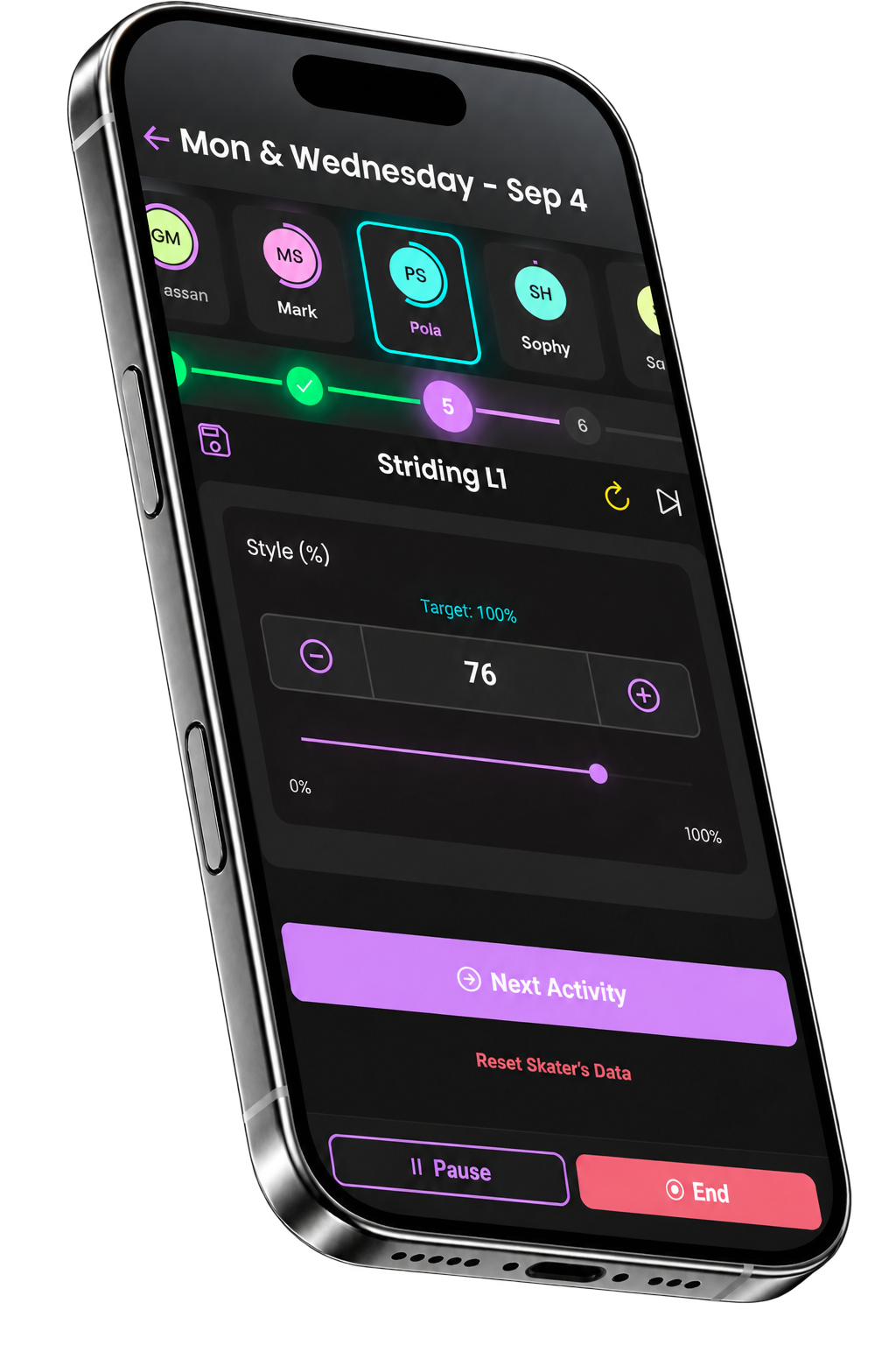 VitaQ live evaluation screen.